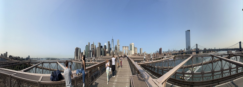 Manhattan Skyline from Brooklyn Bridge, Brooklyn, New York, USA