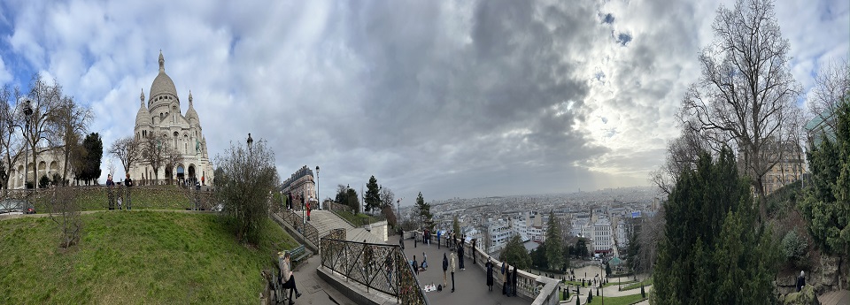 Sacré-Cœur et Paris panorama depuis Montmartre, Paris, Île-de-France, République de France